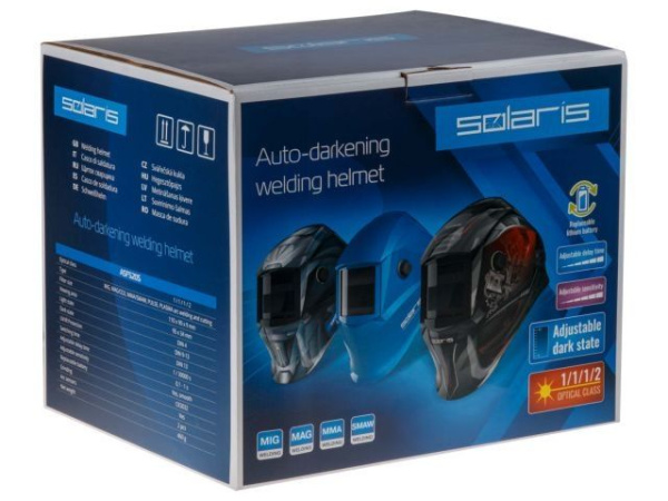 Щиток сварщика с самозатемняющимся светофильтром Solaris ASF520S (голубой глянец)